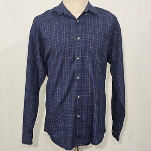 Puritan Wrinkle Resistant Shirt L Mens  Blue Plaid Button-Down Bussines Casual